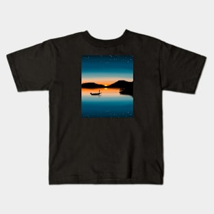 Fishing at sunset Kids T-Shirt